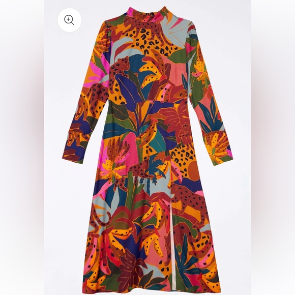 NWT Farm Rio Leopards Jungle High Neck Midi Dress size Xs - Picture 5 of 6